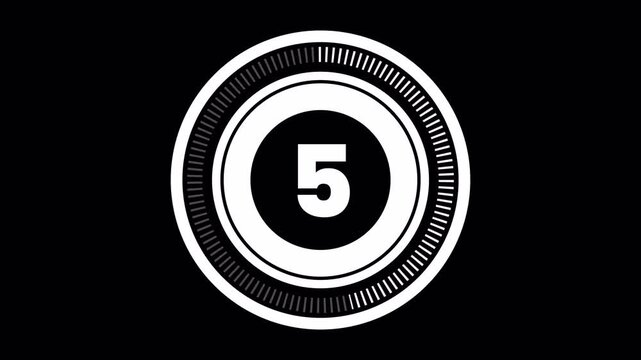 10 Second Countdown Timer with Circular Progress Bar and Transparent Alpha Channel, Digital Numeric Animation for Pre-roll Intros and Start Screens transparent background alpha channel