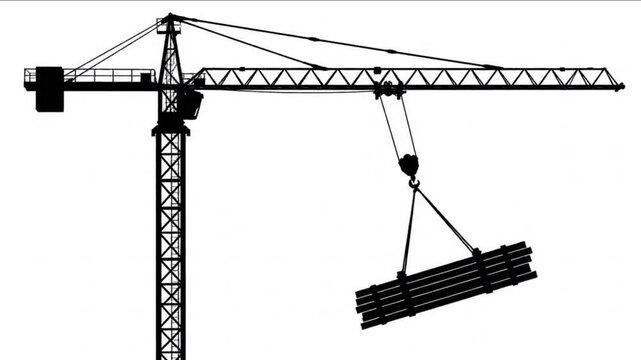 Minimal vector animation of heavy equipment crane
