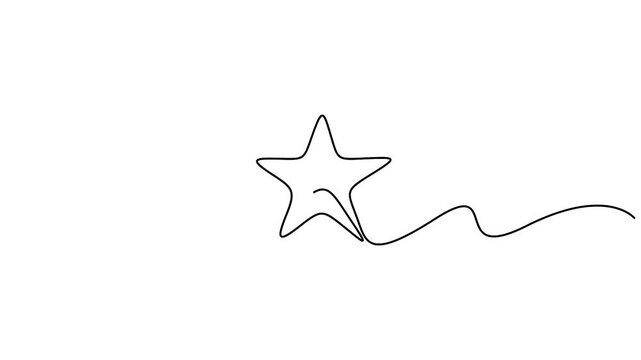 Animated minimalist continuous one-line drawing of a star vector illustration