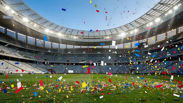 stadium celebration confetti field arena soccer streamers
