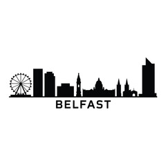Naklejka premium A black silhouette of the belfast skyline including the wheel
