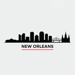 Fototapeta premium New orleans skyline silhouette against a light gray background with text