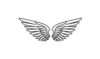 Fototapeta premium Angel wings outline icon feather flying logo vector