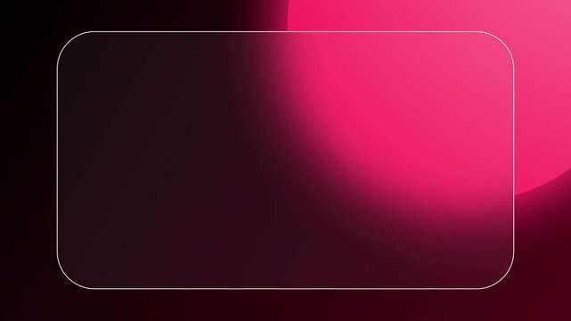 Abstract glowing glassmorphism rounded rectangle overlay animated over a vibrant pink gradient, dynamic video footage.