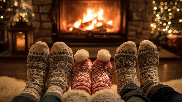 warm socks with fireplace