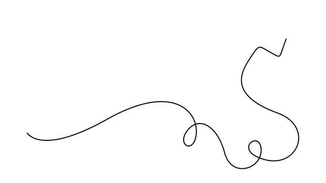 Self animated continuous line drawing of a paper airplane illustrating a flight path