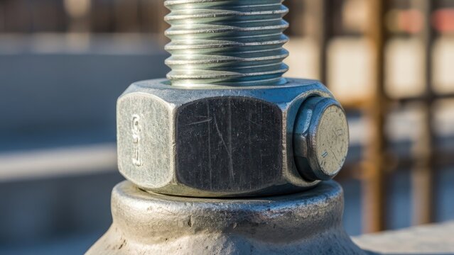 Close-up of a large metal bolt.