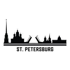 Fototapeta premium Silhouette of st petersburg skyline with prominent landmarks and text
