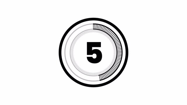 10 Second Countdown Timer with Circular Progress Bar and Bold Numbers on Alpha Channel transparent background alpha channel