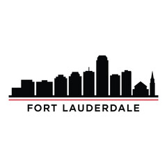 Obraz premium A stark black silhouette of the fort lauderdale skyline with text