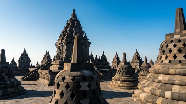 Ancient Prambanan Temple Compound in Central Java Indonesia.