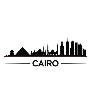 A striking silhouette of cairo s skyline with prominent landmarks