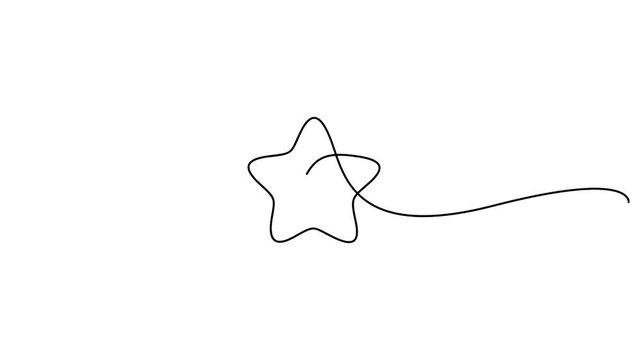 Self animated continuous one line drawing of a star shape vector illustration