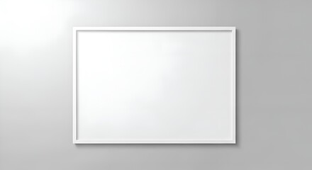 Obraz premium Blank White Horizontal Frame Mockup on Gray Wall