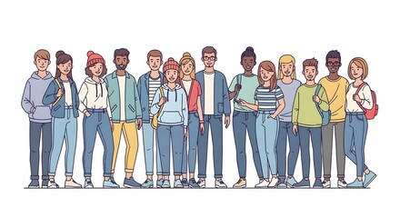 Fototapeta premium Diverse group of young adults standing.