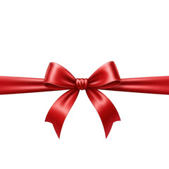 Red ribbon bow isolated on transparent background
