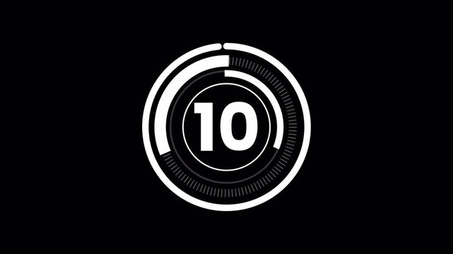 15 Second Countdown Timer Animated Circle Progress Bar on Transparent Background transparent background alpha channel