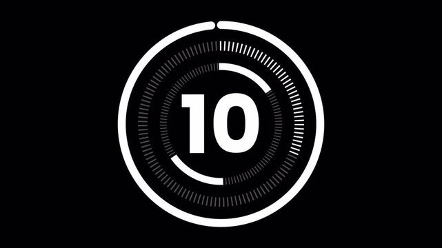 15 Second Digital Circle Countdown Timer with Alpha Channel Overlay transparent background alpha channel