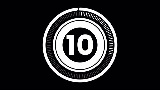 15 Second Circular Countdown Timer with Alpha Channel and Digital Animation transparent background alpha channel