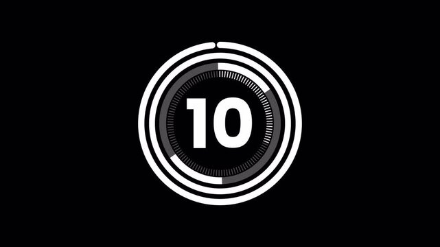 15 Second Circular Countdown Timer with Alpha Channel transparent background alpha channel