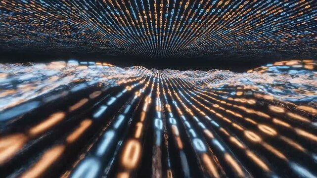 Digital binary code wave