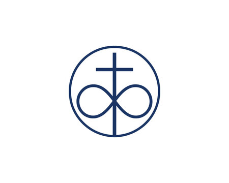 Cross infinity loop circle geometric spiritual vector logo