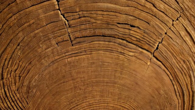 A detailed view of a tree trunks growth rings on a wooden surface