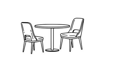 Fototapeta premium Outdoor terrace cafe icon table chairs bistro vector illustration