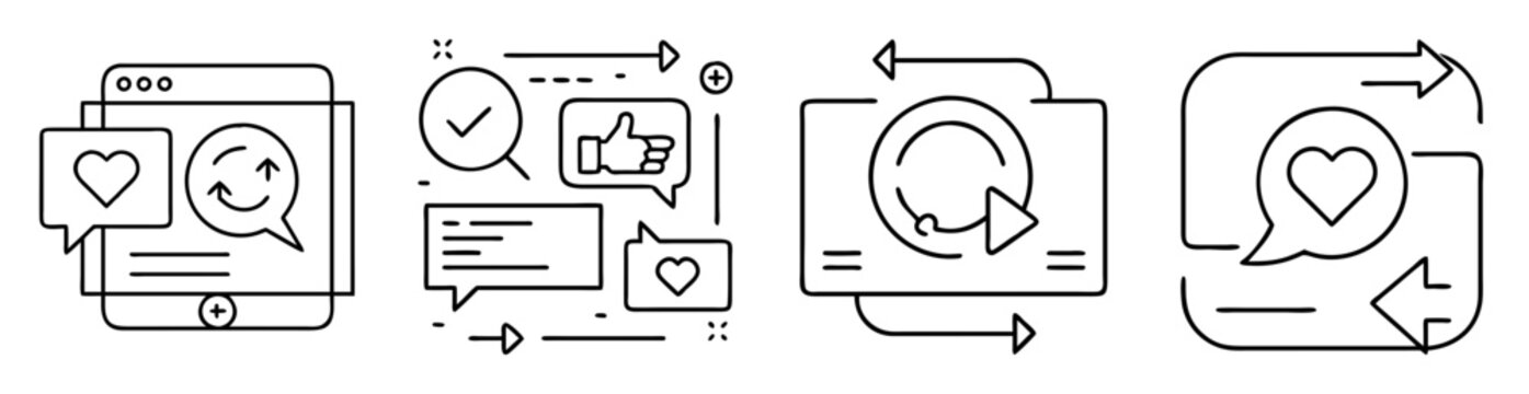 Collection of icons related to social media engagement and communication