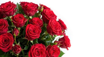 Fototapeta premium Bouquet of Red Roses on White Background.