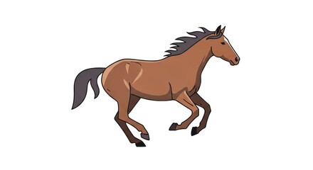 Obraz premium Brown Horse Running with Flowing Mane.