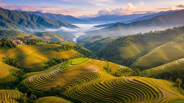 Breathtaking Rice Terraces of Sapa Vietnam - A Landscape of Natural Beauty.