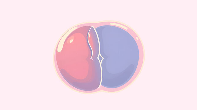 Vector illustration of early cellular division, resembling a morula or blastula embryo. Flat cartoon style with soft pastel hues, ideal for biology education or science concepts