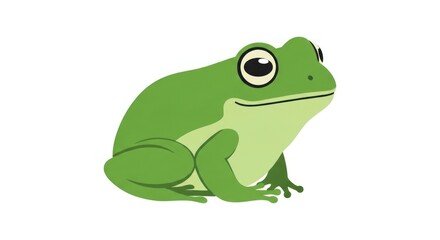 Fototapeta premium Cartoon Green Frog Illustration on White.