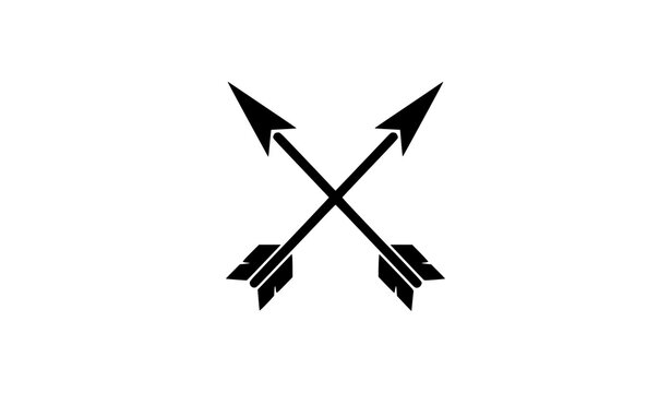 Crossed arrows silhouette logo outdoor adventure vector icon