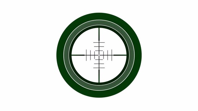 Sniper Scope Target Green Crosshair Animation with Alpha Channel for Tactical Overlay transparent background alpha channel
