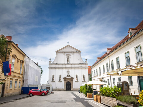 Church of Saint Catherine also called Crkva Svete Katarine, in the gornji grad old Zagreb with its distinctive baroque architecture. It is a catholic landmark of Zagreb.