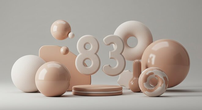 Abstract 3D Rendered Shapes and Number 83