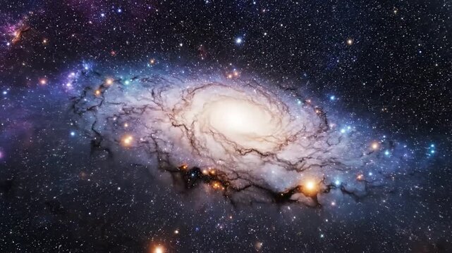 Spiral galaxy star cosmic dust nebula universe outer space astronomy night glowing celestial object spiral arm deep space astrophotography science cosmic galactic core bright dark blue orange create