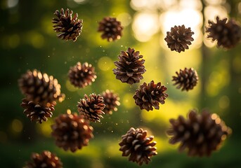 Fototapeta premium Golden Hour Pinecone Dance