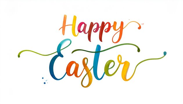Happy easter hand lettering text design isolated on white background