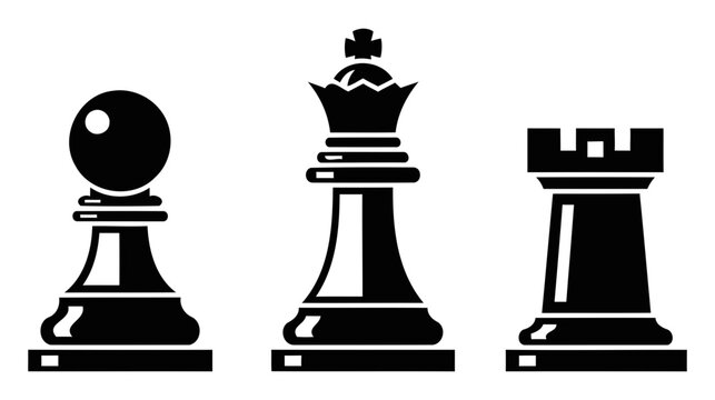 Illustration of Chess pieces pawns king rook