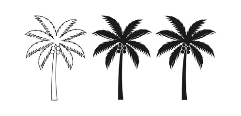 Fototapeta premium Palm trees black and white line art