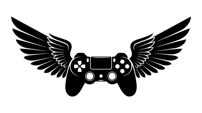 Illustration of Gaming controller with wings symbol