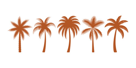 Fototapeta premium Brown palm tree silhouettes on white background palm trees tropical