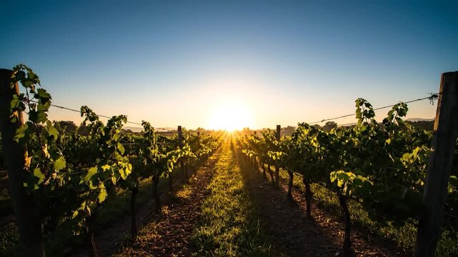 Sunrise over a Vineyard at Dawn