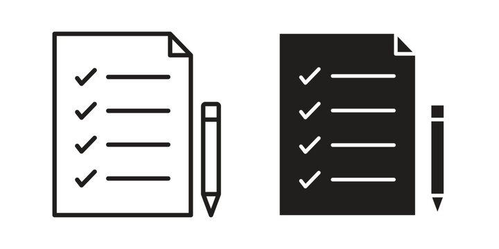 checklist tasks icon silhouette. Editable stroke. Line vector illustration design