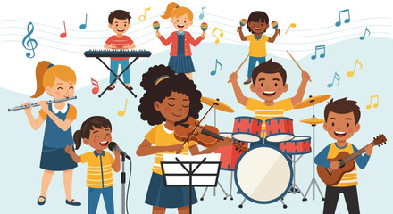 Children Playing Musical Instruments Together 1. © Azrha