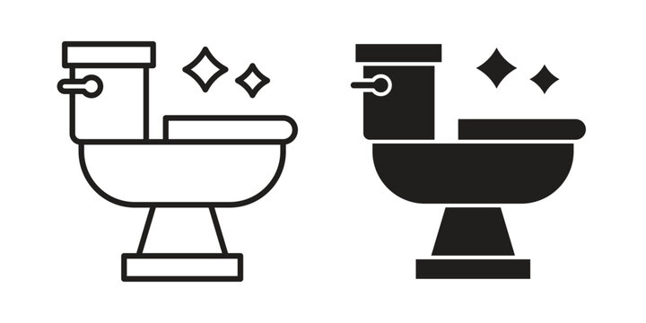 Clean toilet icon silhouette. Editable stroke. Line vector illustration design
