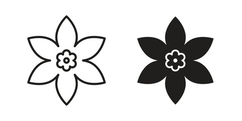 Daffodil icon silhouette. Editable stroke. Line vector illustration design © sahana